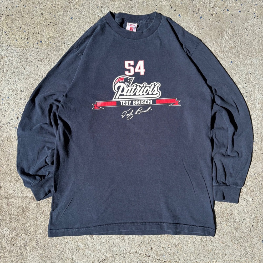 Y2K NFL New England Patriots Tedy Bruschi 54 Long Sleeve Shirt Mens Medium‎